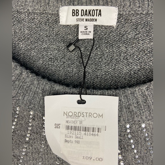 BB Dakota If You Fancy Sweater Gray S New With Tags - Picture 2 of 4